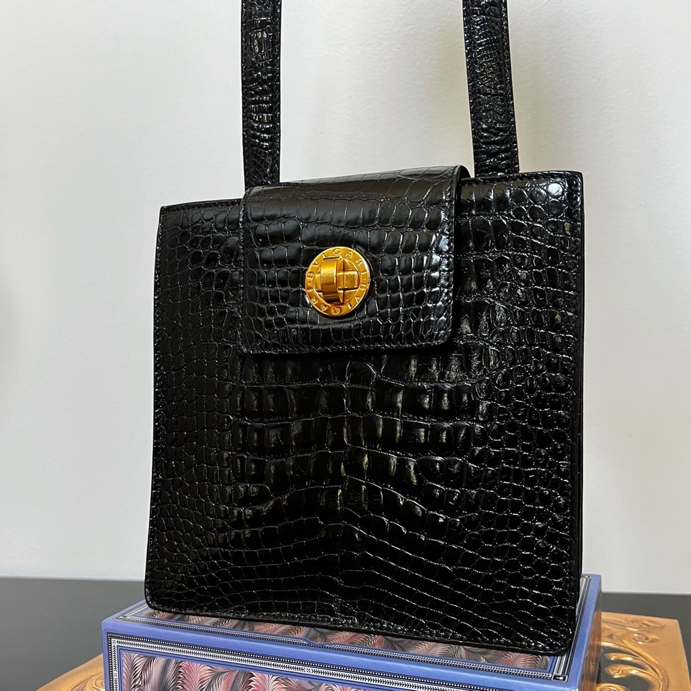 Rare “Bvlgari Bvlgari” Crocodile Shoulder Bag